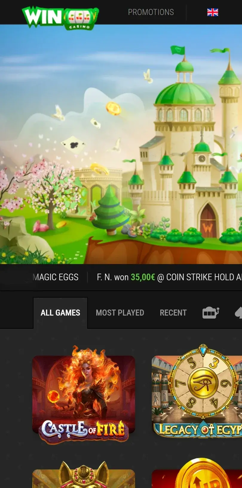Wino Casino screenshot
