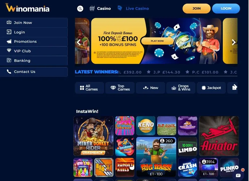 Wino Casino screenshot